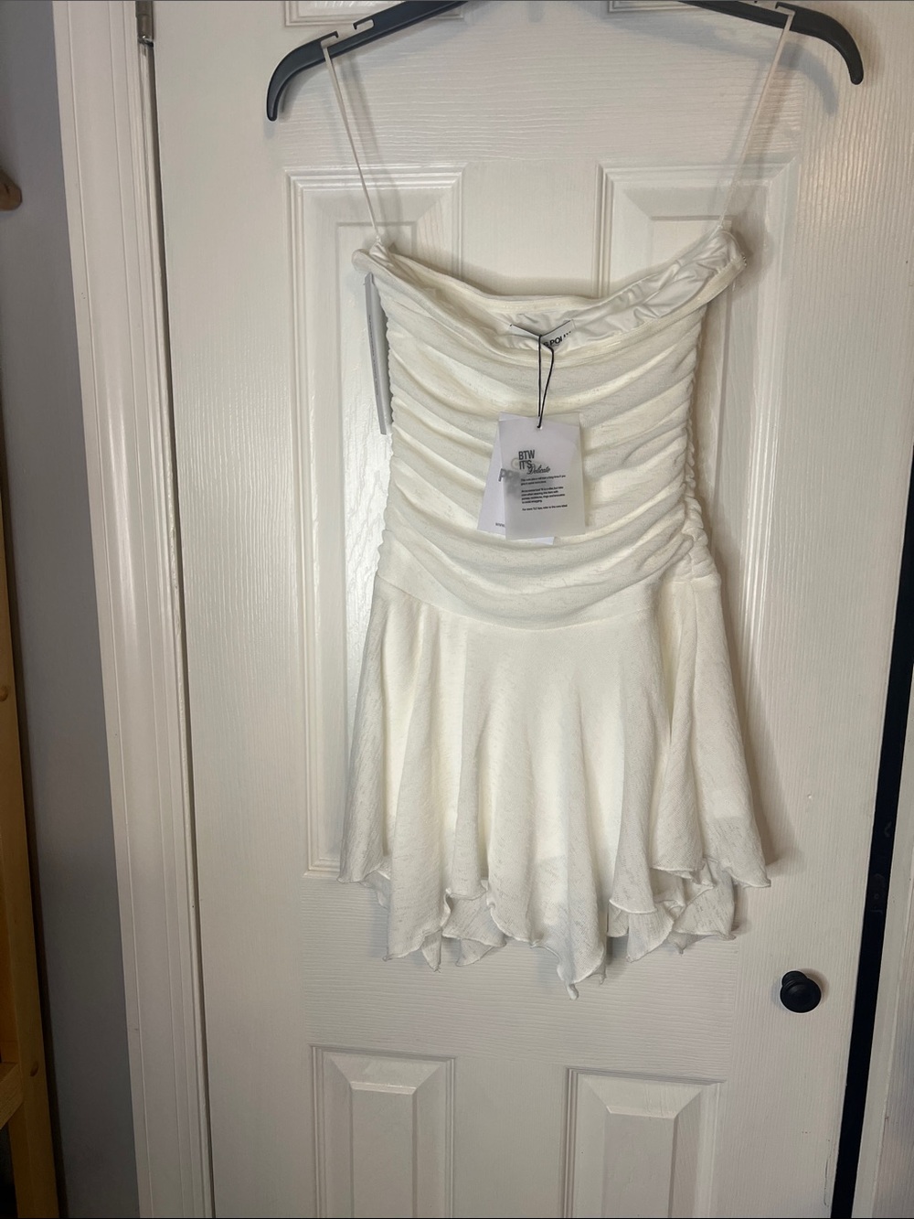 White Ruched Strapless Dress by Princess Polly